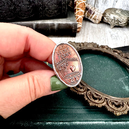 Lucky Penny Club -Vintage Las Vegas Pressed Penny Ring Fine Silver Size 7.5 / One of a Kind