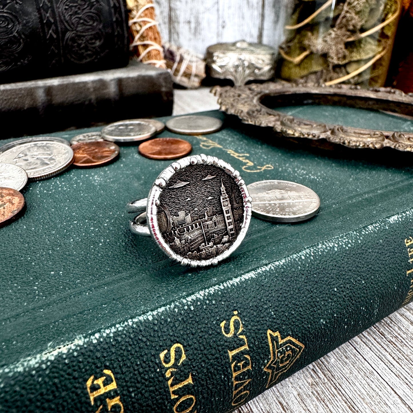 Lucky Penny Club - HOBO UFO London Coin Ring Fine Silver Size 9.5 / One of a Kind