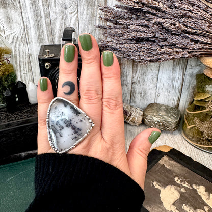 The Colossal Collection - Dendritic Agate Crystal Ring Set in Fine Silver Size 7.5 /One of a Kind FOXLARK