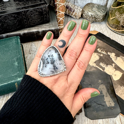 The Colossal Collection - Dendritic Agate Crystal Ring Set in Fine Silver Size 7.5 /One of a Kind FOXLARK