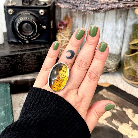 The Colossal Collection - Baltic Amber Ring Fine Silver Size 7.5 / One of a Kind