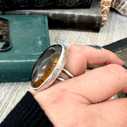 The Colossal Collection - Baltic Amber Ring Fine Silver Size 7.5 / One of a Kind FOXLARK