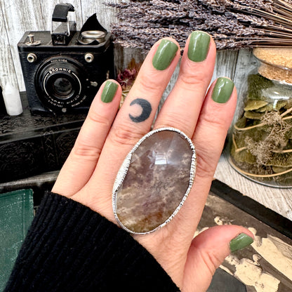 The Colossal Collection - Fancy Moss Agate Crystal Ring Set in Fine Silver Size 8.5 / One of a Kind FOXLARK