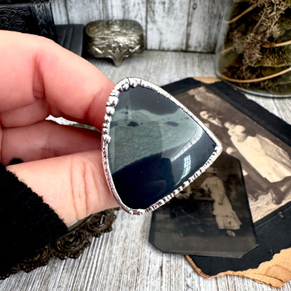 The Colossal Collection - Spiderweb Obsidian Crystal Ring Fine Silver Size 9.5 / Foxlark Collection - One of a Kind FOXLARK