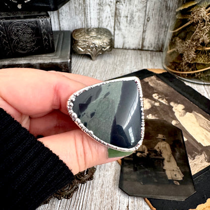 The Colossal Collection - Spiderweb Obsidian Crystal Ring Fine Silver Size 9.5 / Foxlark Collection - One of a Kind FOXLARK