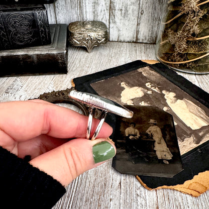 The Colossal Collection - Spiderweb Obsidian Crystal Ring Fine Silver Size 9.5 / Foxlark Collection - One of a Kind FOXLARK