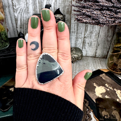 The Colossal Collection - Spiderweb Obsidian Crystal Ring Fine Silver Size 9.5 / Foxlark Collection - One of a Kind FOXLARK