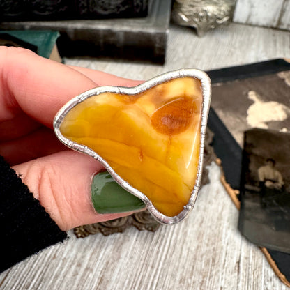 The Colossal Collection - Raw Baltic Amber Crystal Ring Fine Silver Size 8.5 / Foxlark Collection - One of a Kind FOXLARK