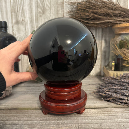 Large Black Obsidian Crystal Ball / Foxlark Collection