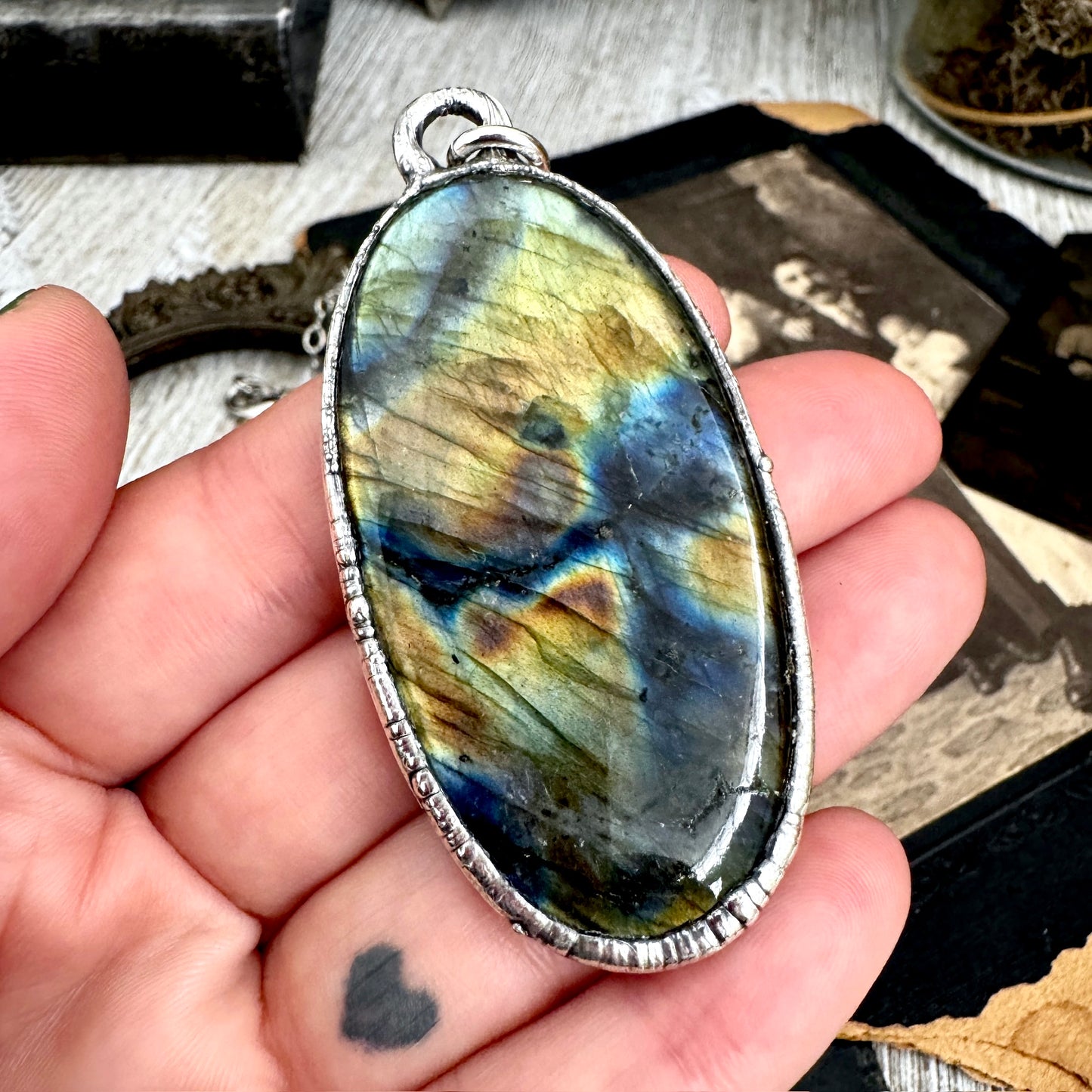 The Colossal Collection - Blue Labradorite Necklace in Fine Silver / One of a Kind