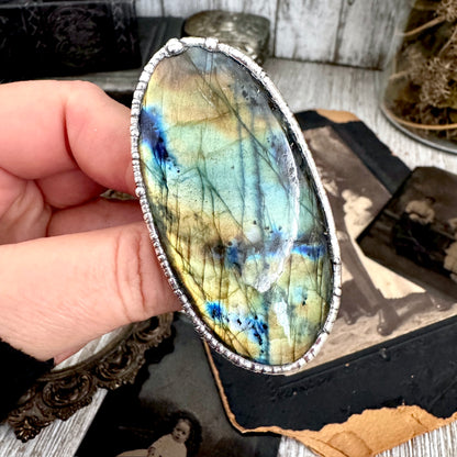 The Colossal Collection - Labradorite Crystal Ring Fine Silver Size 9 / One of a Kind FOXLARK