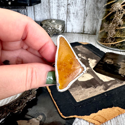 The Colossal Collection - Raw Baltic Amber Ring Fine Silver Size 11 /  One of a Kind FOXLARK
