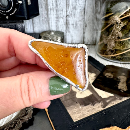 The Colossal Collection - Raw Baltic Amber Ring Fine Silver Size 11 /  One of a Kind FOXLARK