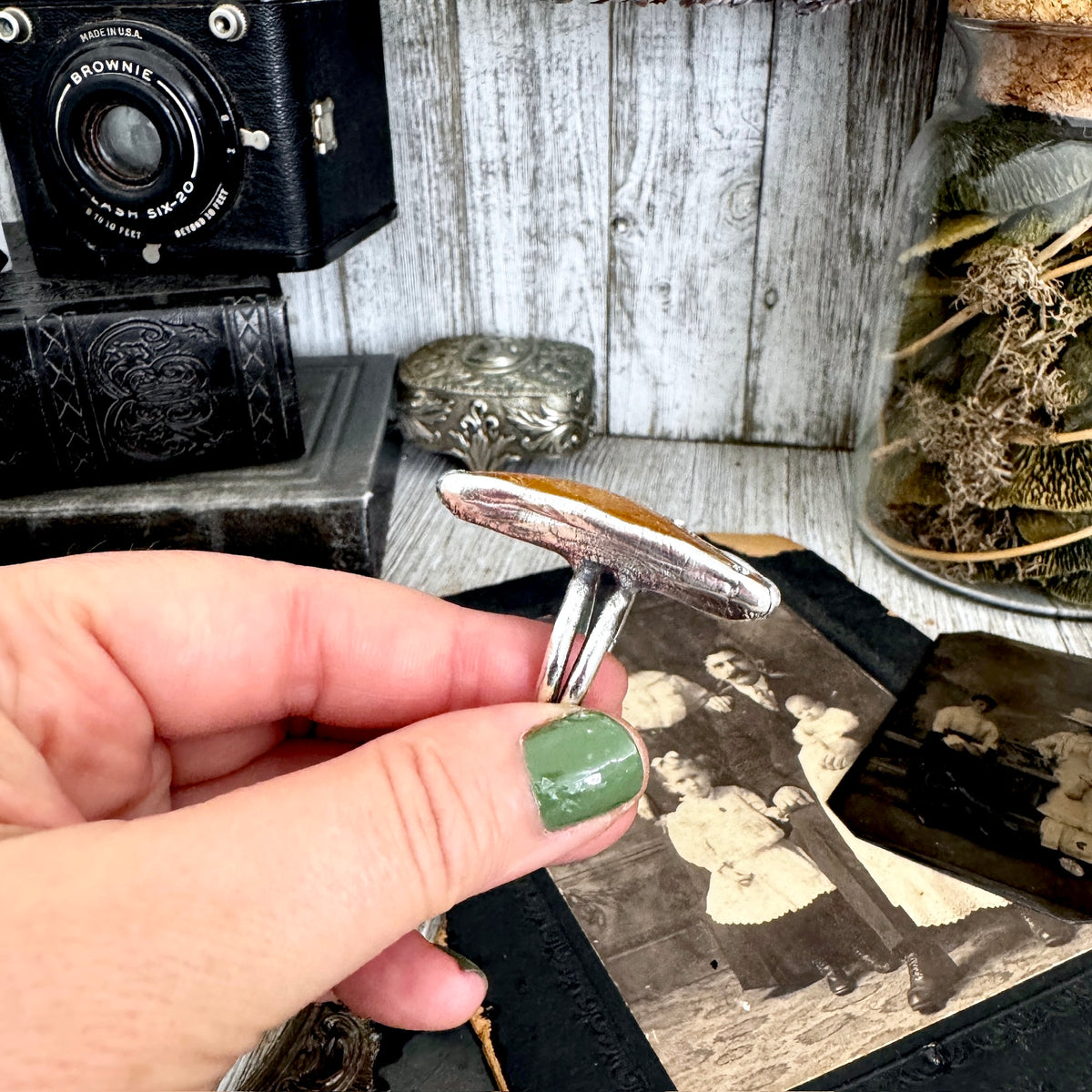 The Colossal Collection - Raw Baltic Amber Ring Fine Silver Size 11 /  One of a Kind FOXLARK