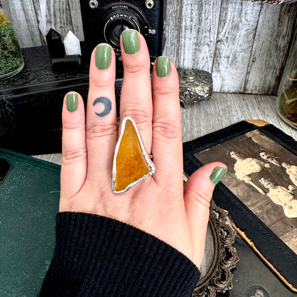 The Colossal Collection - Raw Baltic Amber Ring Fine Silver Size 11 /  One of a Kind FOXLARK