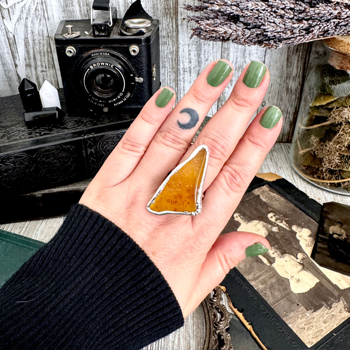The Colossal Collection - Raw Baltic Amber Ring Fine Silver Size 11 /  One of a Kind FOXLARK