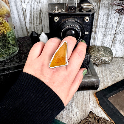 The Colossal Collection - Raw Baltic Amber Ring Fine Silver Size 11 /  One of a Kind FOXLARK