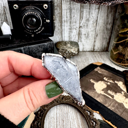 The Colossal Collection - Aqua Aura Quartz Crystal Ring Set in Fine Silver Size 8 / One of a Kind FOXLARK