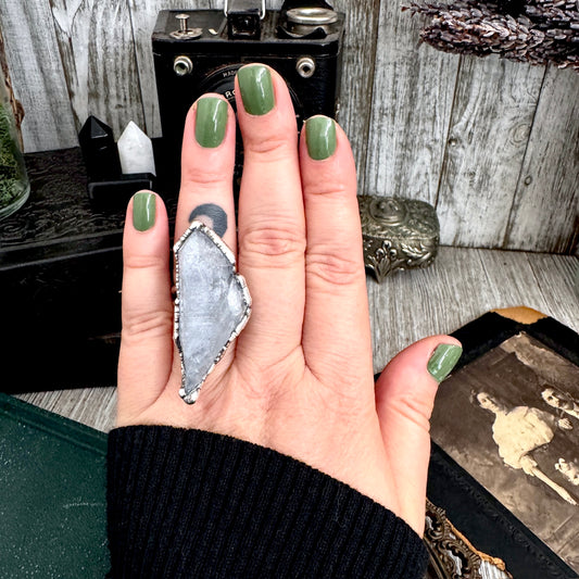 The Colossal Collection - Aqua Aura Quartz Crystal Ring Set in Fine Silver Size 8 / One of a Kind