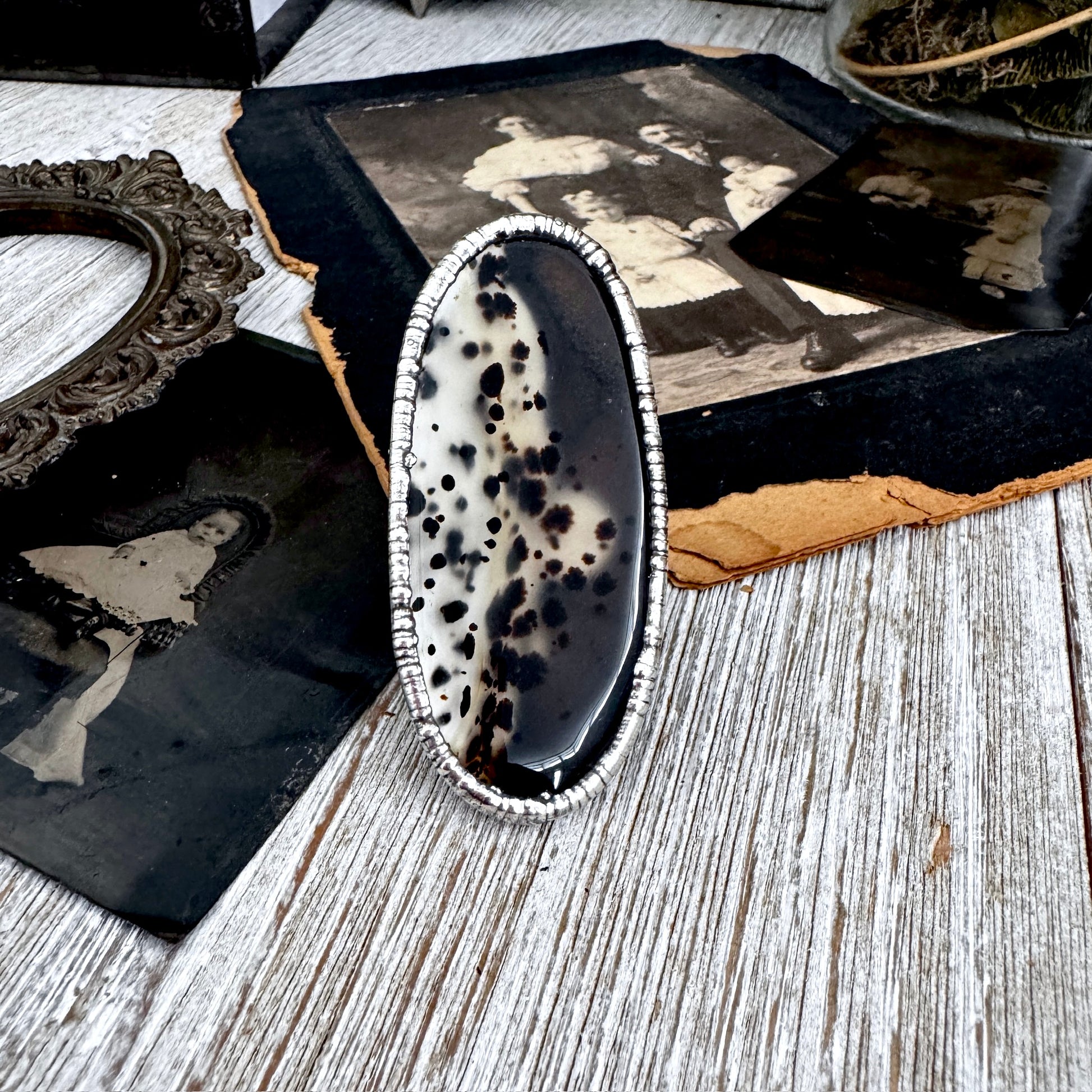 The Colossal Collection - Montana Moss Agate Crystal Ring Fine Silver Size 10.5 /One of a Kind FOXLARK