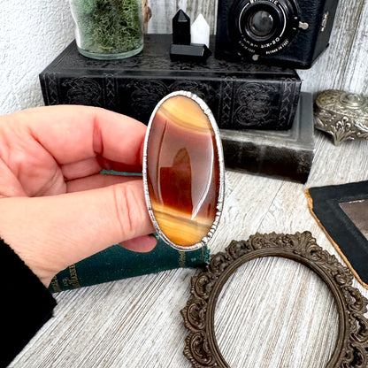 The Colossal Collection - Red Banded Agate Crystal Ring Fine Silver Size 9 / One of a Kind FOXLARK