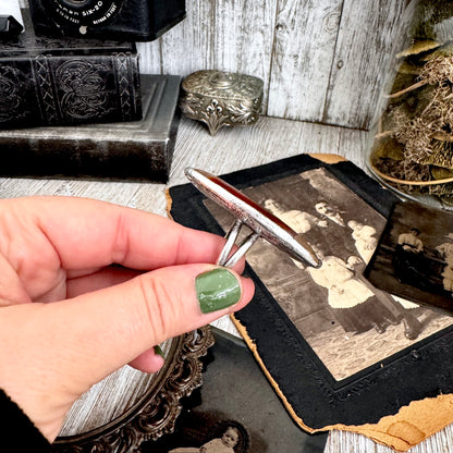The Colossal Collection - Red Banded Agate Crystal Ring Fine Silver Size 9 / One of a Kind FOXLARK