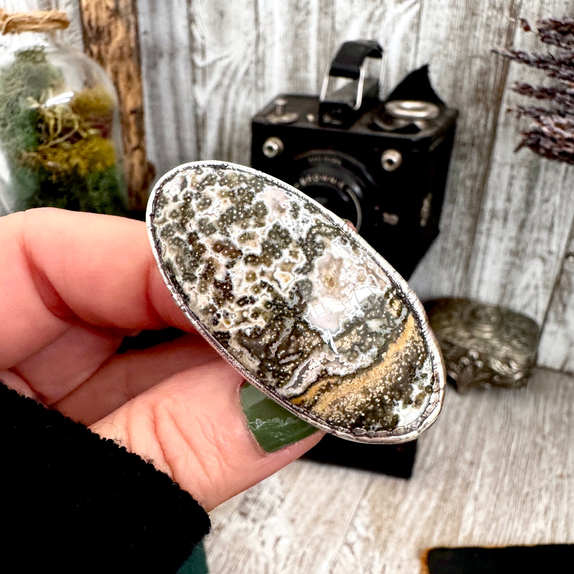 The Colossal Collection - Ocean Jasper Ring Set in Fine Silver Size 7 / One of a Kind FOXLARK