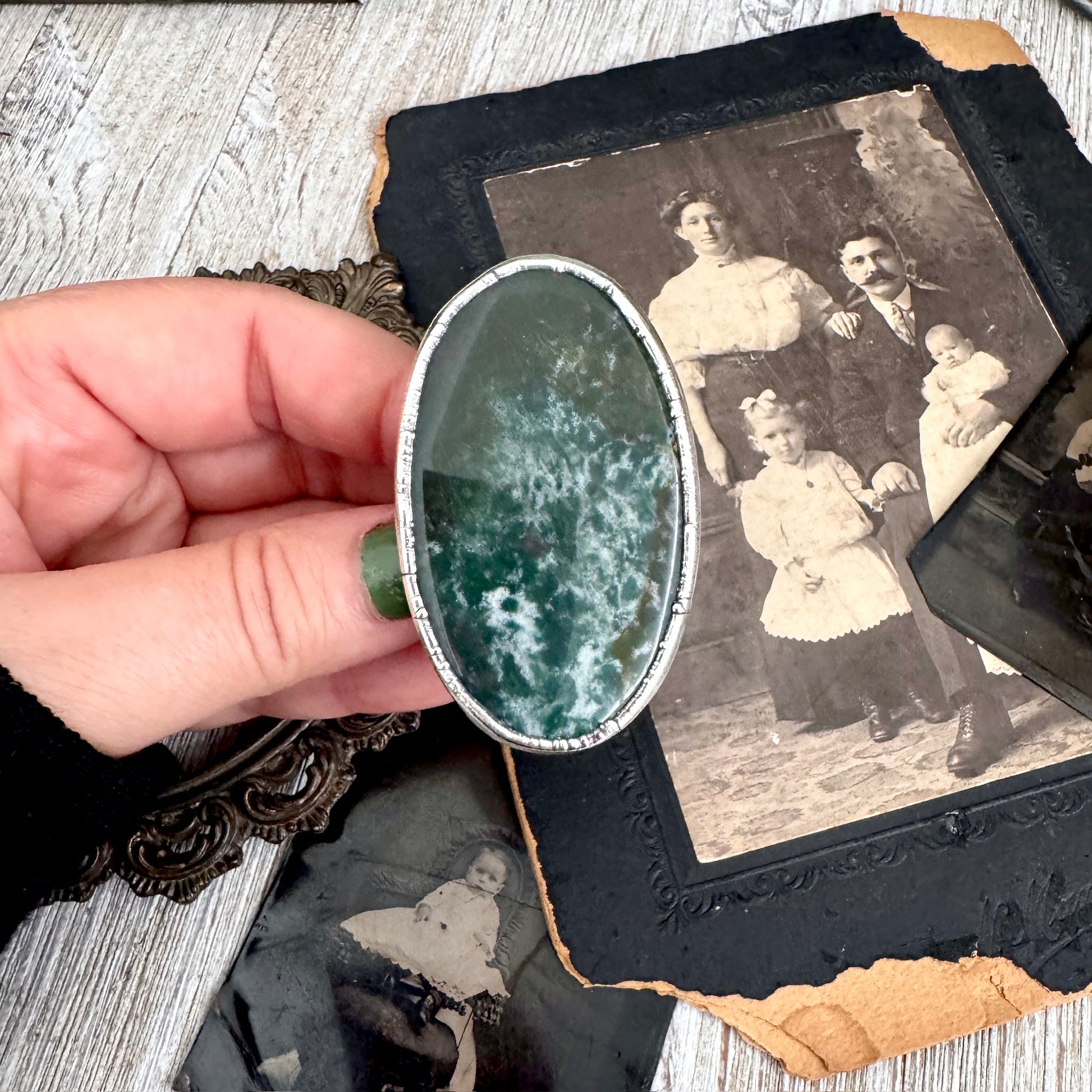 The Colossal Collection - Bloodstone Statement Ring Size 10 Fine Silver / One Of A Kind FOXLARK