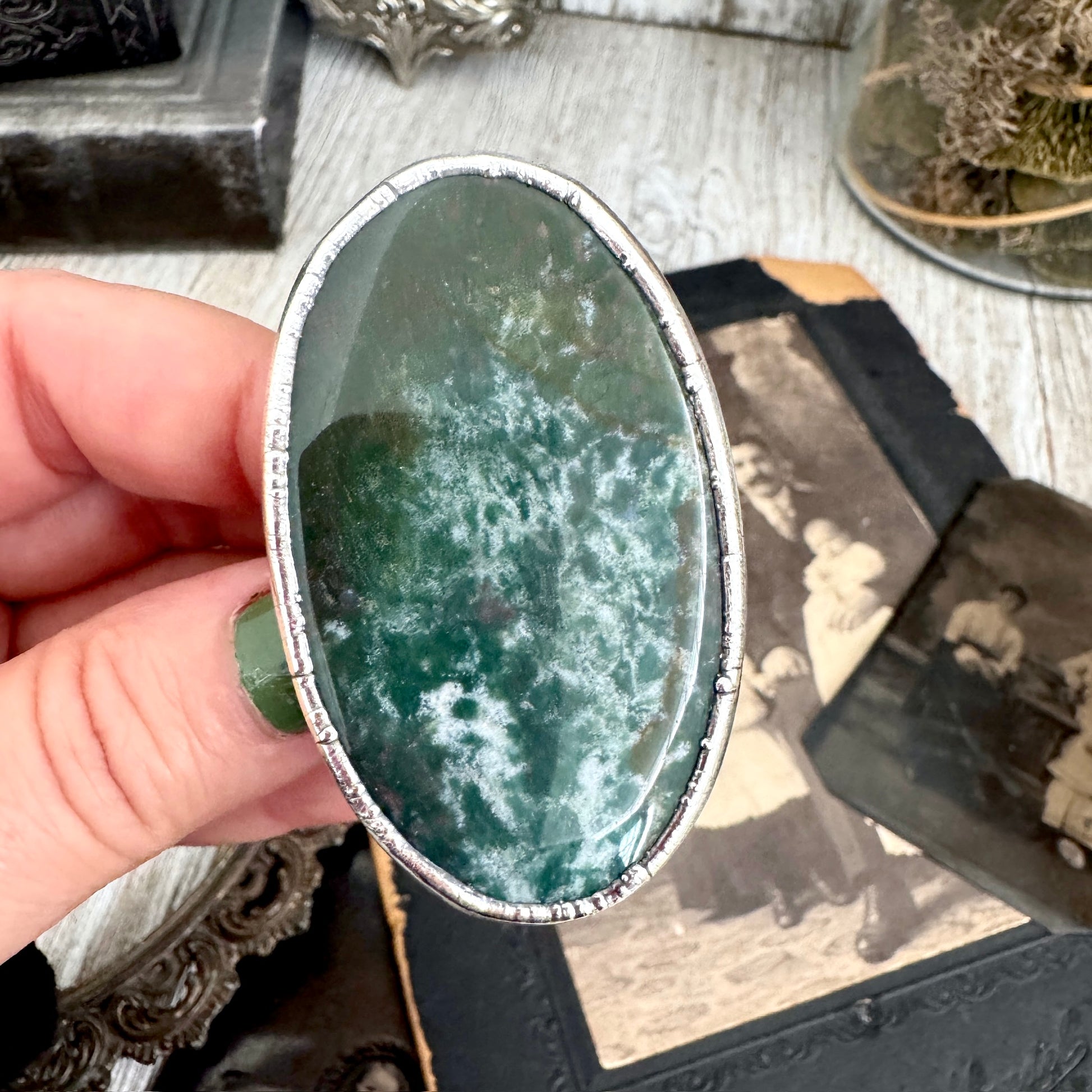 The Colossal Collection - Bloodstone Statement Ring Size 10 Fine Silver / One Of A Kind FOXLARK