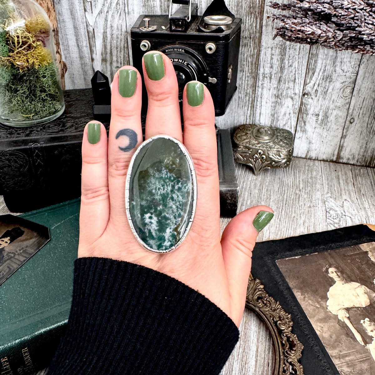 The Colossal Collection - Bloodstone Statement Ring Size 10 Fine Silver / One Of A Kind FOXLARK