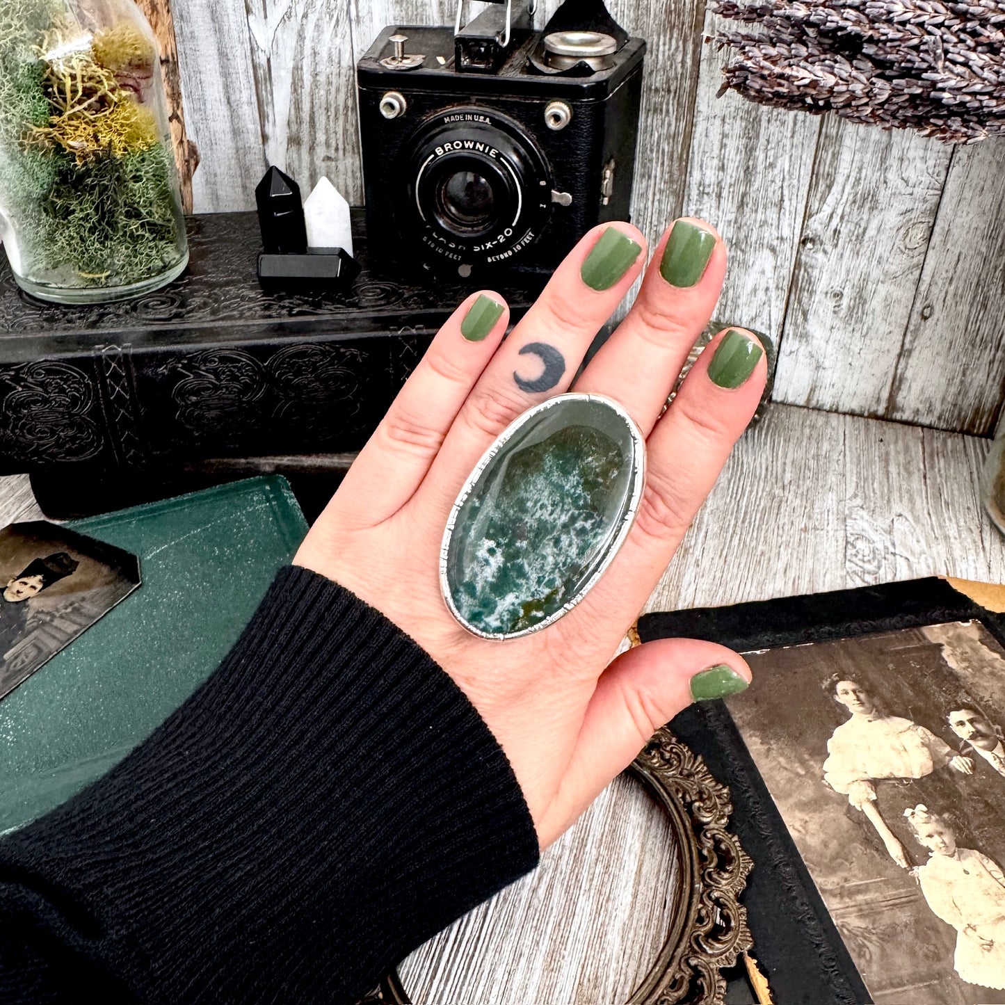 The Colossal Collection - Bloodstone Statement Ring Size 10 Fine Silver / One Of A Kind FOXLARK