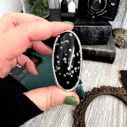 The Colossal Collection - Galaxy Obsidian Ring Set in Fine Silver Size 8.5 / One of a Kind FOXLARK