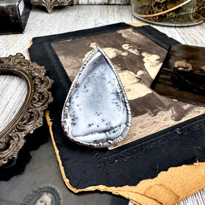 The Colossal Collection -Dendritic Agate Crystal Ring Set in Fine Silver Size 10 / One of a Kind FOXLARK