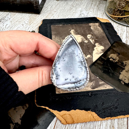 The Colossal Collection -Dendritic Agate Crystal Ring Set in Fine Silver Size 10 / One of a Kind FOXLARK