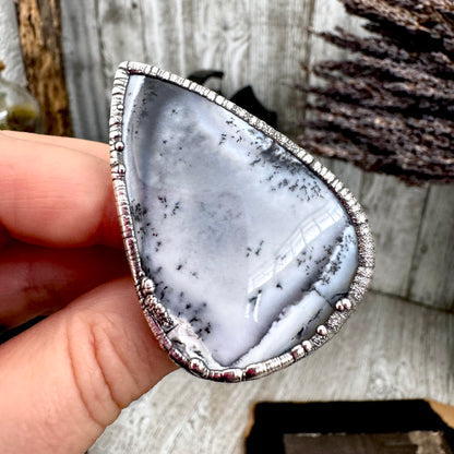 The Colossal Collection -Dendritic Agate Crystal Ring Set in Fine Silver Size 10 / One of a Kind FOXLARK