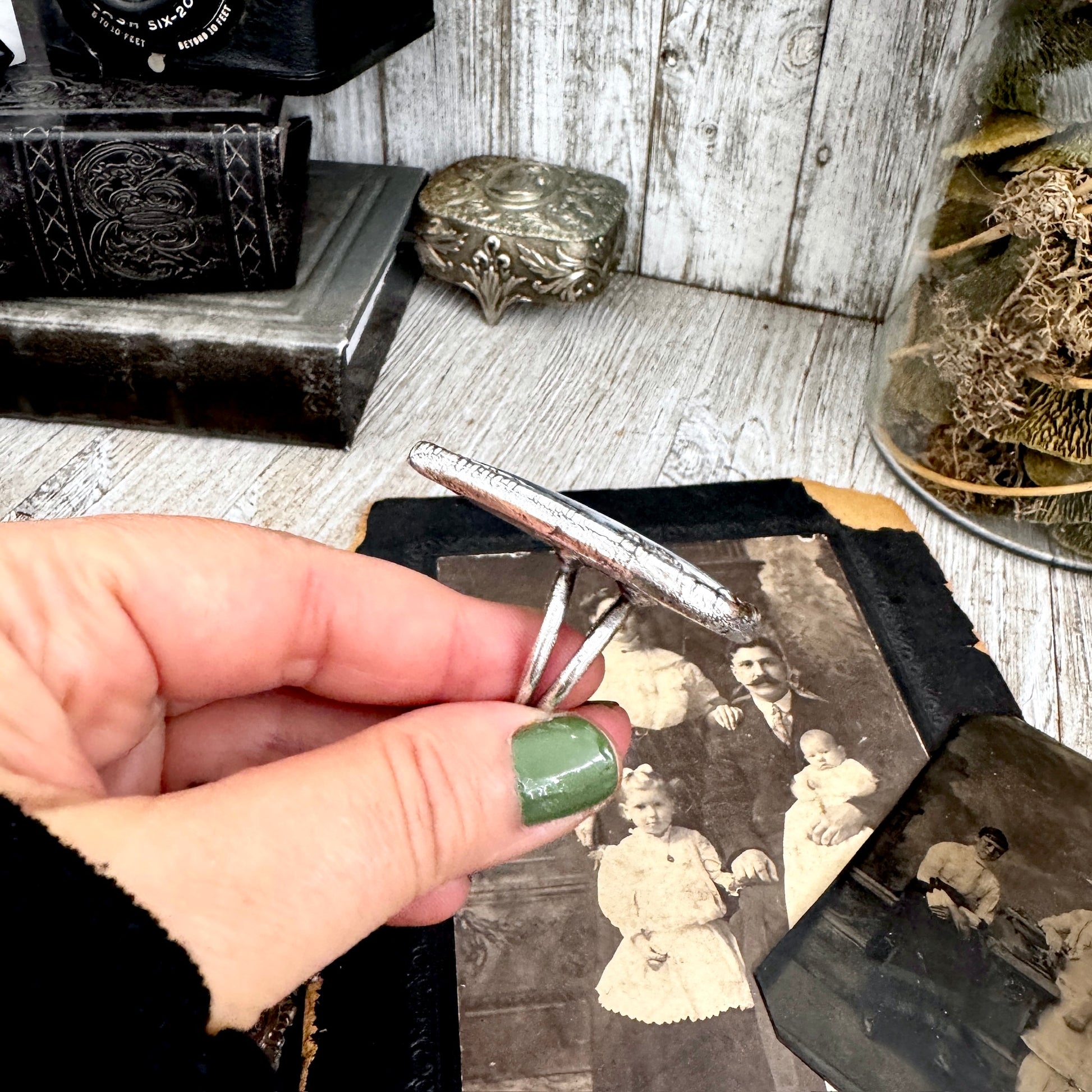The Colossal Collection -Dendritic Agate Crystal Ring Set in Fine Silver Size 10 / One of a Kind FOXLARK