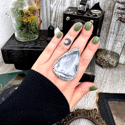 The Colossal Collection -Dendritic Agate Crystal Ring Set in Fine Silver Size 10 / One of a Kind FOXLARK