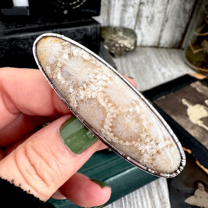 The Colossal Collection - Fossilized Coral Ring Fine Silver Size 8 / One of a Kind FOXLARK