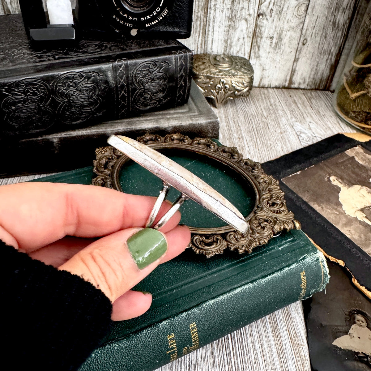 The Colossal Collection - Fossilized Coral Ring Fine Silver Size 8 / One of a Kind FOXLARK