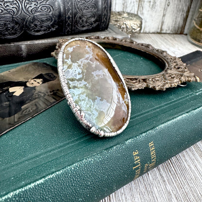 The Colossal Collection - Fancy Moss Agate Crystal Ring Fine Silver Size 9 / Foxlark Collection - One of a Kind FOXLARK