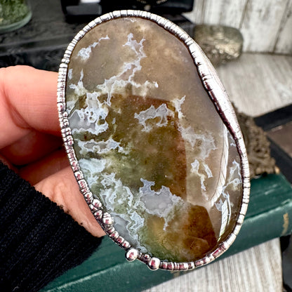 The Colossal Collection - Fancy Moss Agate Crystal Ring Fine Silver Size 9 / Foxlark Collection - One of a Kind FOXLARK