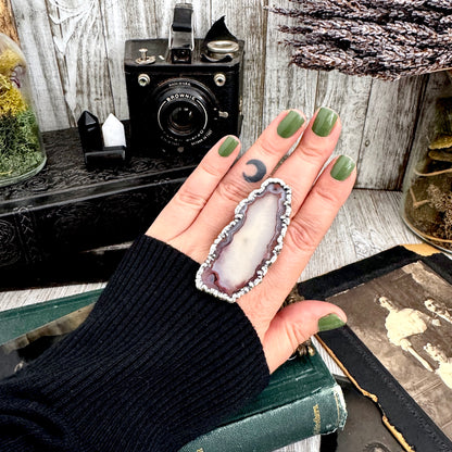 The Colossal Collection - Agate Slice Crystal Ring Fine Silver Size 9.5 / One of a Kind FOXLARK
