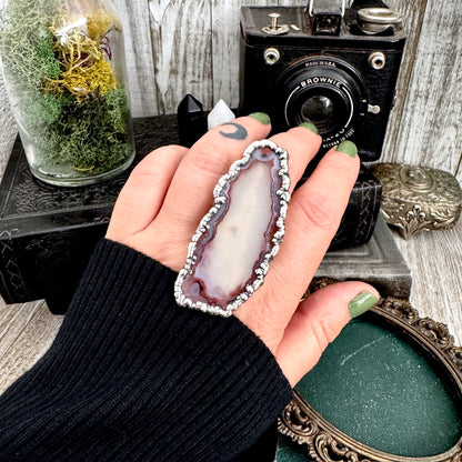The Colossal Collection - Agate Slice Crystal Ring Fine Silver Size 9.5 / One of a Kind FOXLARK