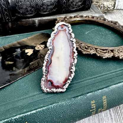 The Colossal Collection - Agate Slice Crystal Ring Fine Silver Size 9.5 / One of a Kind FOXLARK