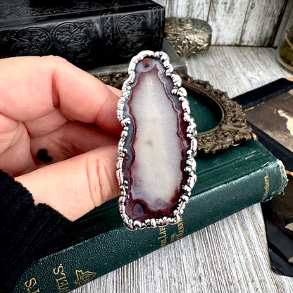 The Colossal Collection - Agate Slice Crystal Ring Fine Silver Size 9.5 / One of a Kind FOXLARK