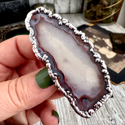 The Colossal Collection - Agate Slice Crystal Ring Fine Silver Size 9.5 / One of a Kind FOXLARK