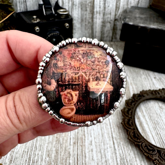 Road to Nowhere - Vintage Dive Bar Bathroom Graffiti Toilet Ring Fine Silver Size 9 / One of a Kind