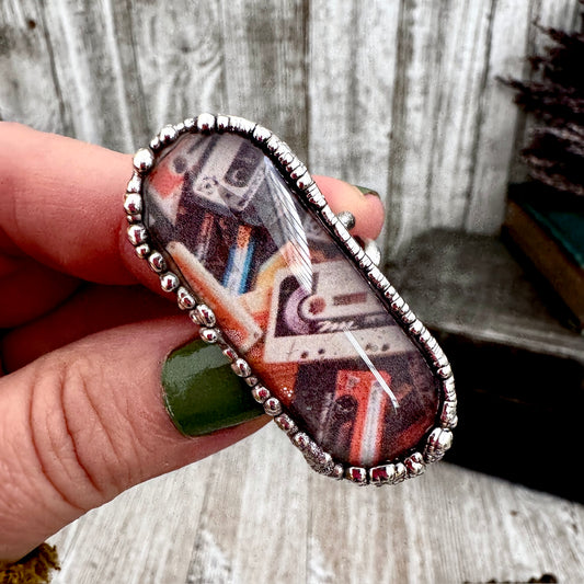 Road To Nowhere - Vintage Cassette Tapes Ring Fine Silver Size 7 / One of a Kind