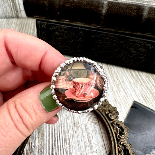 Road To Nowhere  - Vintage Shop Tea Cup Ring Fine Silver Size 9 / One of a Kind