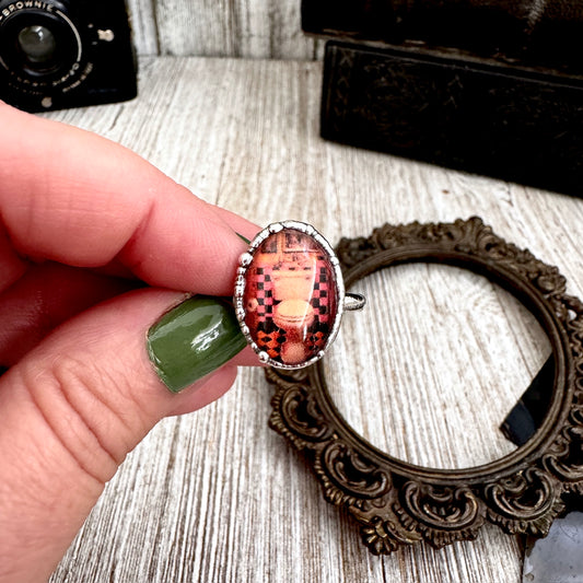 Road To Nowhere - Vintage Dive Bar Bathroom Toilet Ring Fine Silver Size 9.5 / One of a Kind